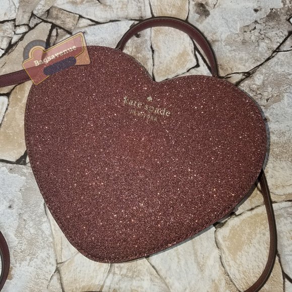 #bagsavenue Heart Crossbody Love Shack 3d Glitter Burgundy Red Bag Kate spade